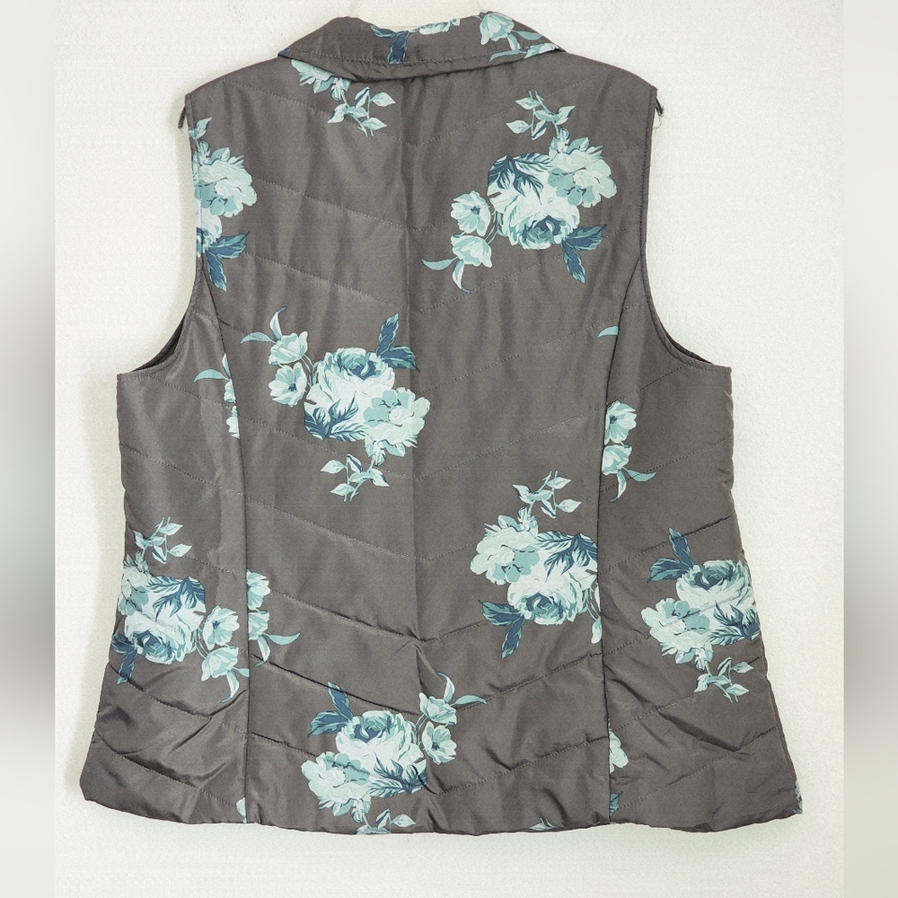 CJ Banks Vest Quilted Puffer Lined Faux Pockets Women's Gray & Teal Sz 2X - Picture 6 of 8